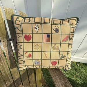 Newport Brand Pillow 16X16 Tapestry Alphabet‎ Farm Country Decor Nursery